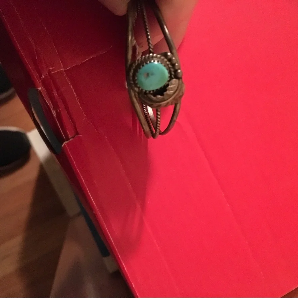 Native American petite turquoise stone bracelet Probably a Child’s size